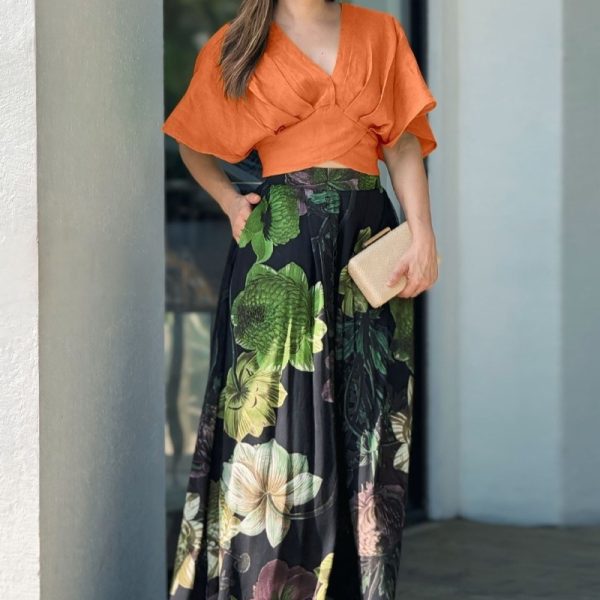 Women's Summer Short-sleeved Top And Pocket Trousers Printed Two-piece Suit