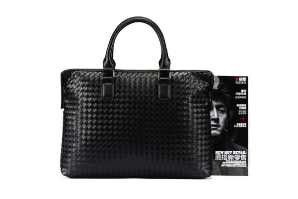 Men's Bag Leather Large Briefcase Hand Woven Luxury Handbags Business Tote Bags For Men High Quality Laptop Handbags - Image 6