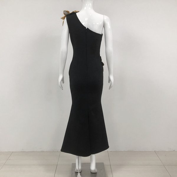 Slim-fit Bandage Golden Flower Maxi Dress - Image 5