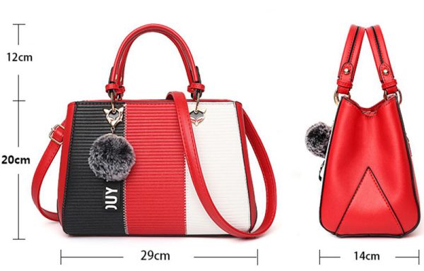 Women Hairball Ornaments Totes Patchwork Handbag Party Purse Ladies Messenger Crossbody Shoulder Bags Women Handbags - Image 4