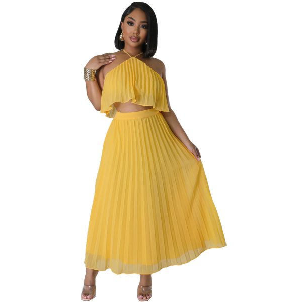 Backless Halter Vest Long Skirt Two-piece Set - Image 9
