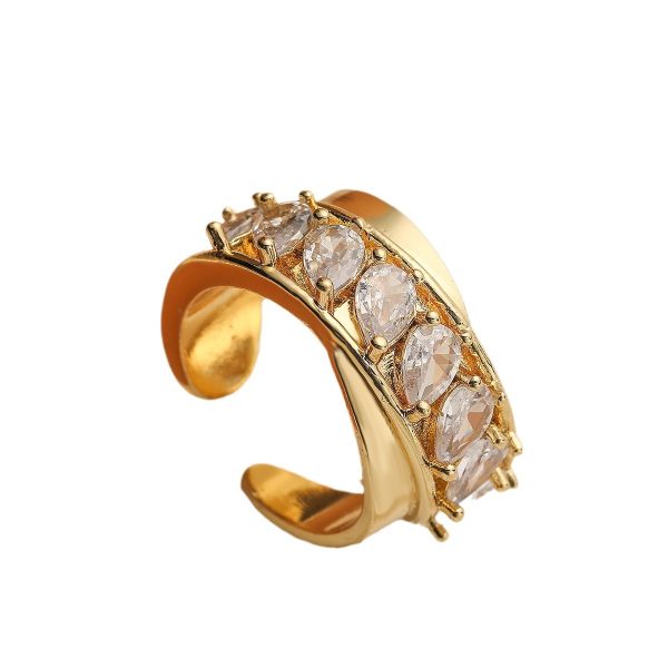 Light Luxury Zircon Geometric Open Ring - Image 3
