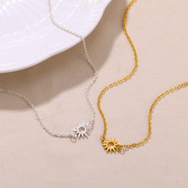 Fashion Popular Sun Hollow Pendant 18K Gold Stainless Steel Suit Personality Jewelry Accessories - Image 9