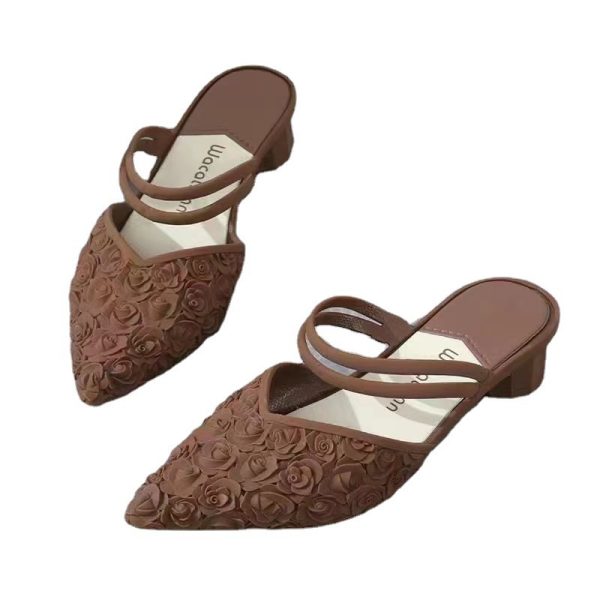 Solid Color Bag Head Half Drag Sandals - Image 4