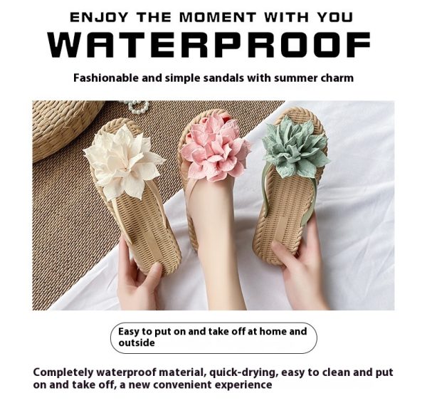 Gentle Woman Flowers All-matching Flat Shoes Non-slip Beach Sandals - Image 5