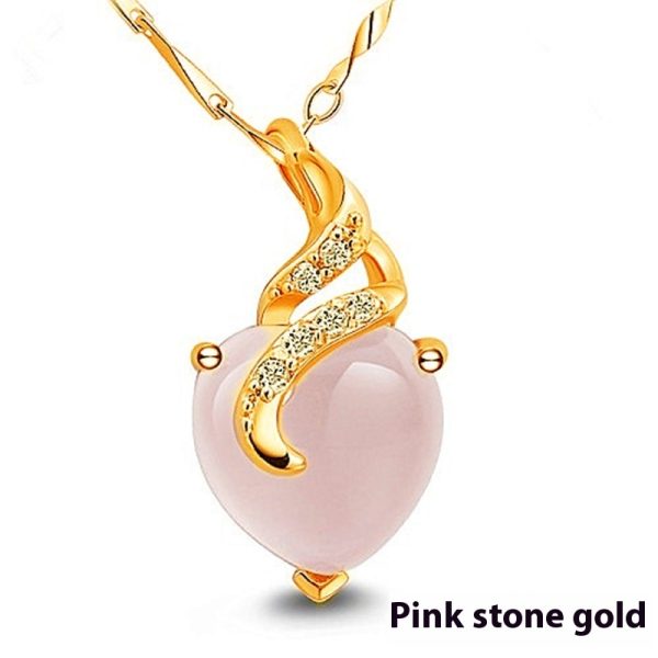 Natural Rose Quartz Pendant Silver Necklace Ladies - Image 3