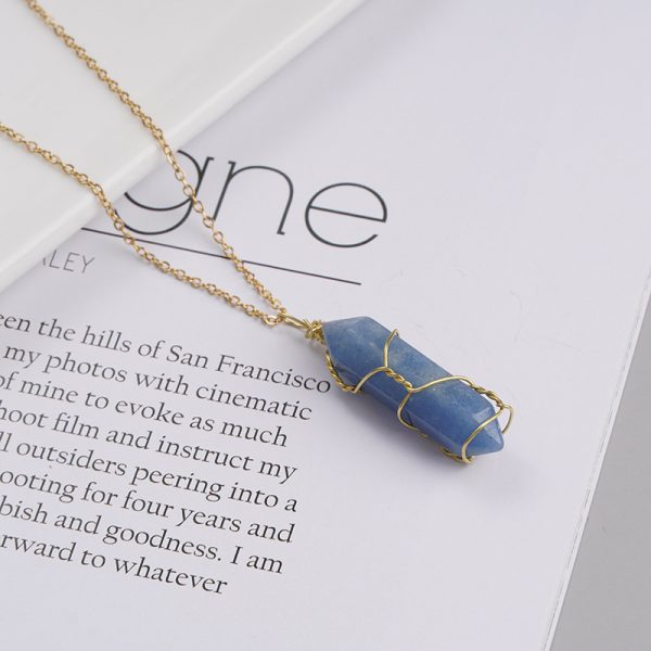 Women's Exquisite Copper Wire Winding Natural Stone Crystal Pendant Necklace - Image 8