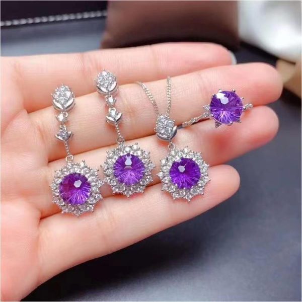 Women's Pomegranate Red Rings Pendants Earings Set - Image 4