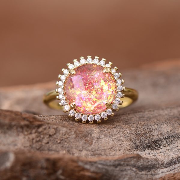 Zircon Opal Blue Diamond-studded Ring Adjustable - Image 2