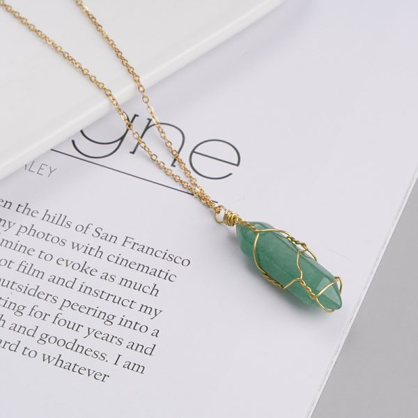 Women's Exquisite Copper Wire Winding Natural Stone Crystal Pendant Necklace - Image 7