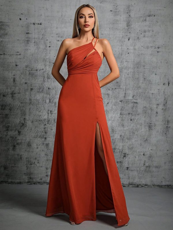 Wine Red Elegant Slim Fit Dress - Image 6
