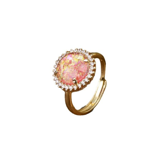Zircon Opal Blue Diamond-studded Ring Adjustable - Image 4