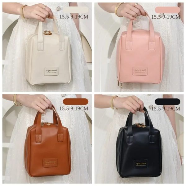 Shell Shape PU Leather Cosmetic Bag Waterproof Letter Makeup Pouch Bag Multifunction Carry-on Makeup Tote Travel Wash Bags - Image 2