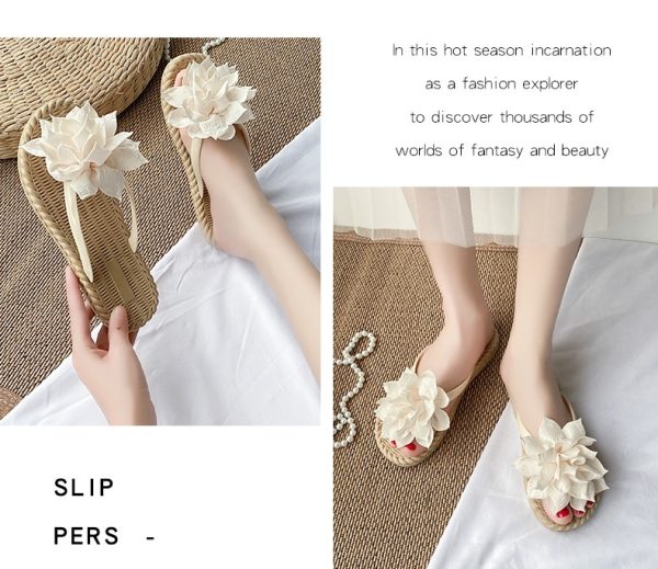 Gentle Woman Flowers All-matching Flat Shoes Non-slip Beach Sandals - Image 2