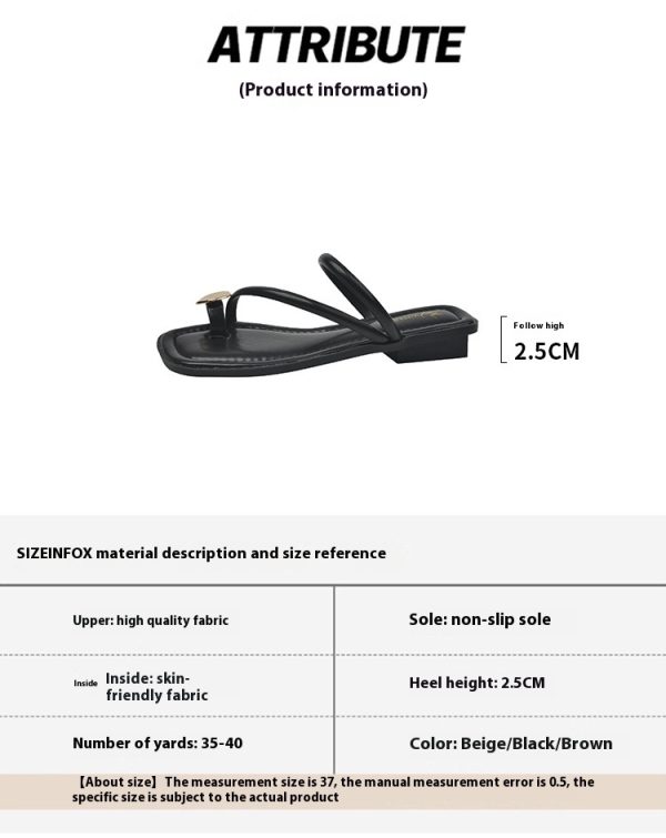 Women's Chunky Heel Small Golden Button Toe Covering Small Wedge Beach Outdoor Slippers - Image 3
