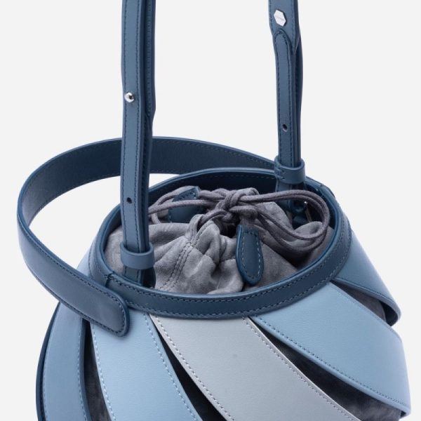Cylindrical Contrast Color Portable Messenger Diamond Quilted Stitching Bucket Bag - Image 10