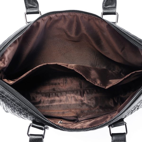 Men's Bag Leather Large Briefcase Hand Woven Luxury Handbags Business Tote Bags For Men High Quality Laptop Handbags - Image 5