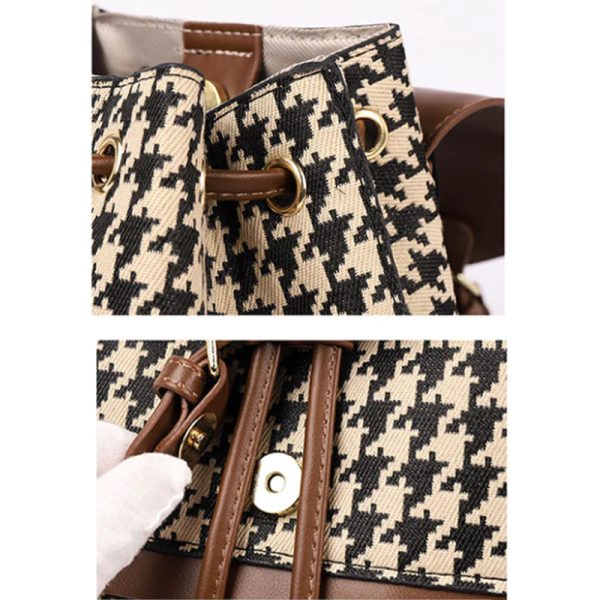 Houndstooth Backpack Women High Capacity Travel Bags Girls - Image 3