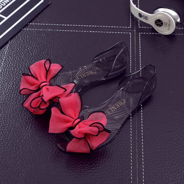 Women's Bowknot Transparent Flat Sandals - Image 7