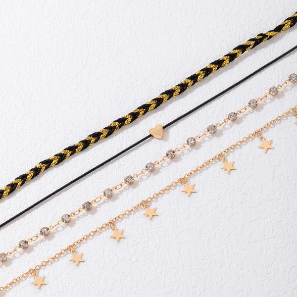 Korean Style Alloy Diamond XINGX Pendant Anklet Four-piece Set - Image 5