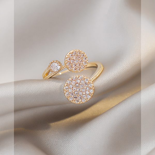 Rhinestone Round Decor Cuff Ring - Image 4