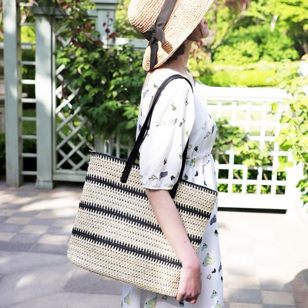 Striped Large Capacity Casual Handbag Summer Straw Bags - Image 5
