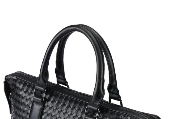 Men's Bag Leather Large Briefcase Hand Woven Luxury Handbags Business Tote Bags For Men High Quality Laptop Handbags - Image 2