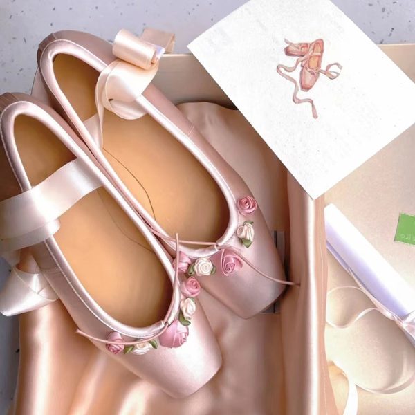 Woman Wearing Ballet Slippers With Cross Lacing - Image 5