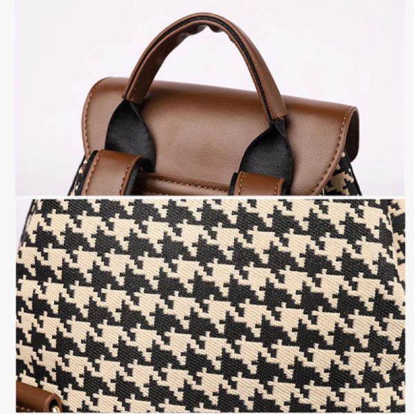 Houndstooth Backpack Women High Capacity Travel Bags Girls - Image 7