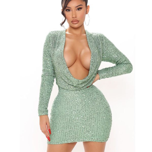 Women's Swing Collar Hip Wrap Dress - Image 7