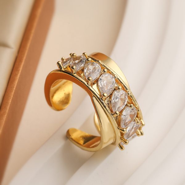 Light Luxury Zircon Geometric Open Ring - Image 7