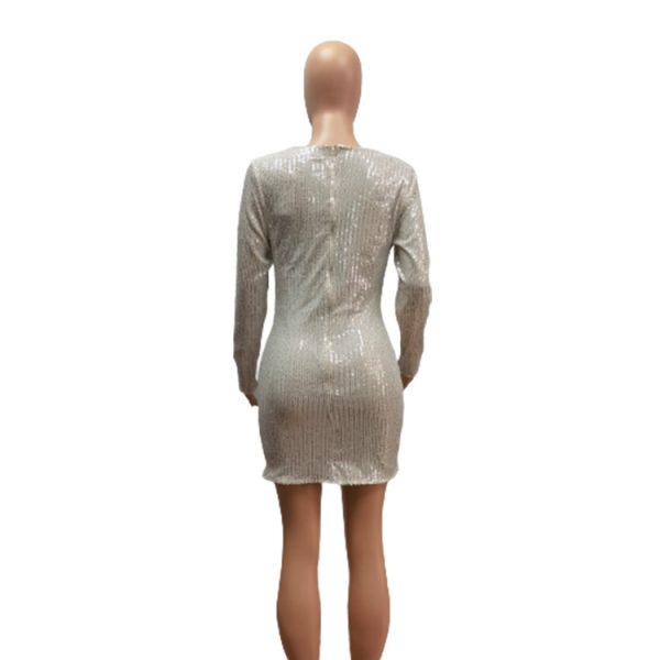 Women's Swing Collar Hip Wrap Dress - Image 3