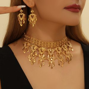 Heart-shaped Necklace Earrings Bridal Jewelry Suit Love